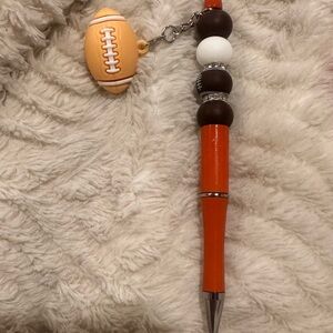 Football Charm Orange Beaded Pen